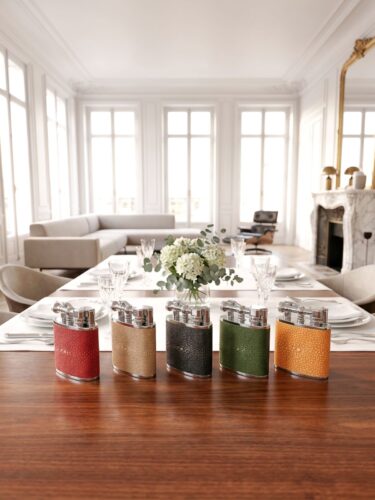 Briquets de table en cuir de galuchat